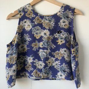 Vintage Cropped Silk Floral Tank